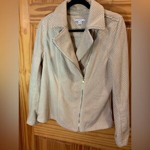 Isaac Mizrahi Beige Herringbone Blazer, 

Size M